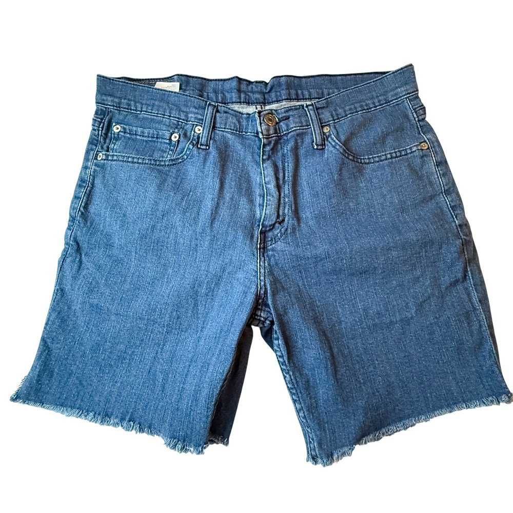 Levi's 511 Cutoff Denim Shorts Men W33 Blue Slim Fit Raw Hem 2008 Y2K